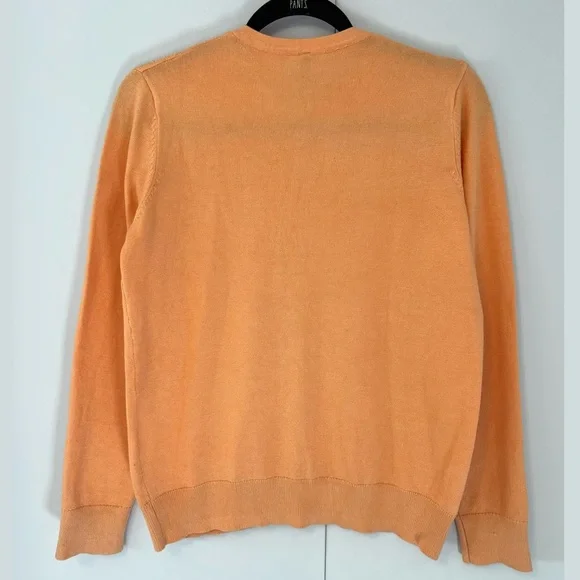 Orange Button-Up Cardigan with subtle pattern - Picture 2 of 7